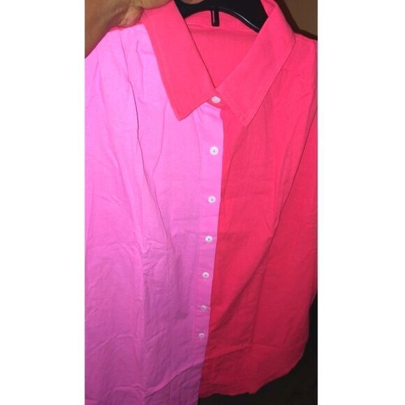 Color block drop shoulder button down top sz XL - Picture 3 of 12